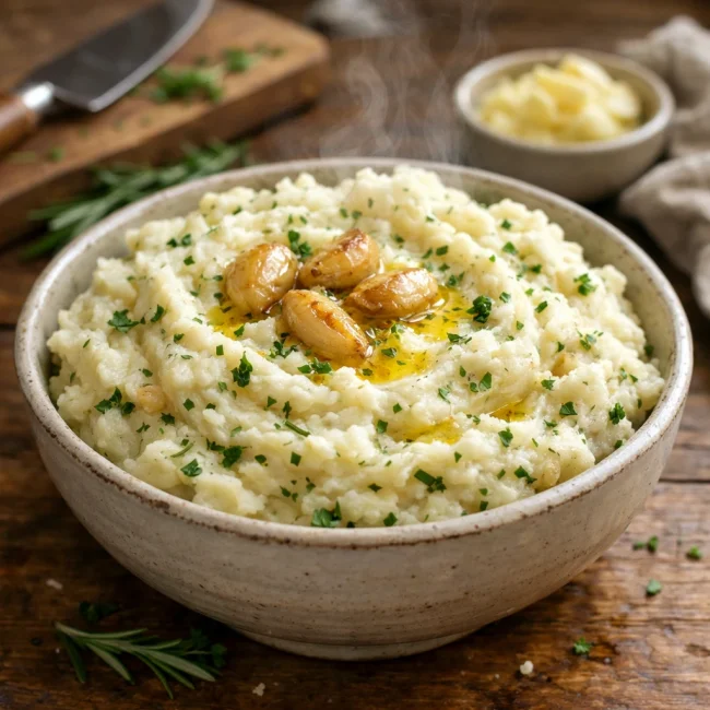 Herbed Garlic Vegan Mashed Potatoes