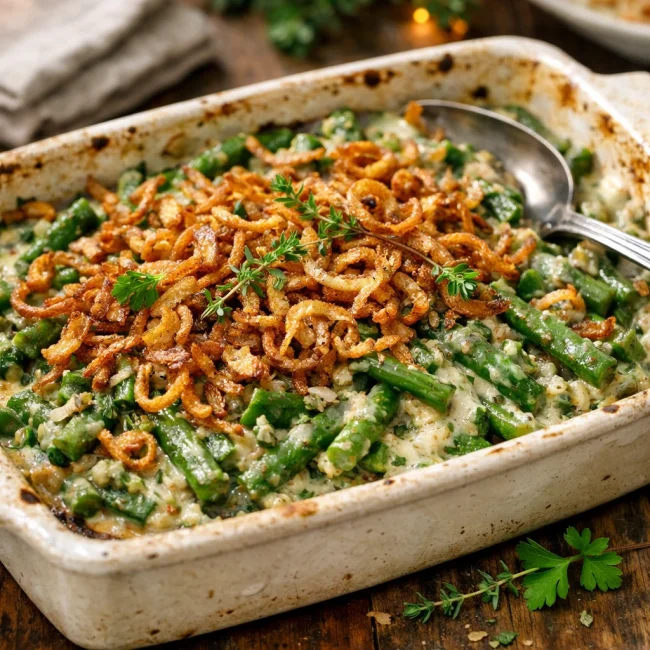 Herbed Green Bean Casserole with Crispy Shallots