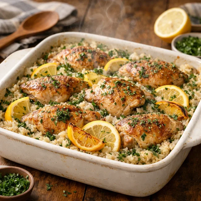 Herbed Lemon Chicken Rice Casserole