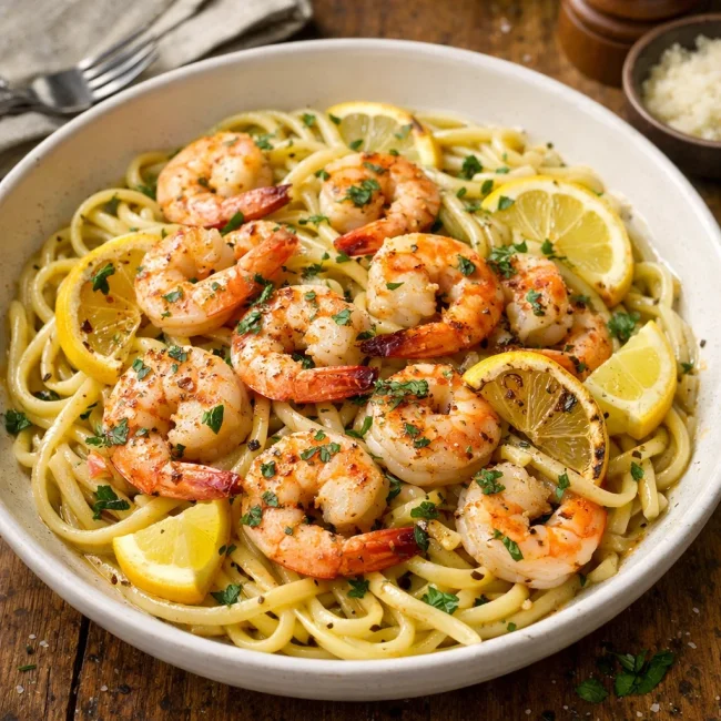 Herbed Lemon Shrimp Scampi with Linguini