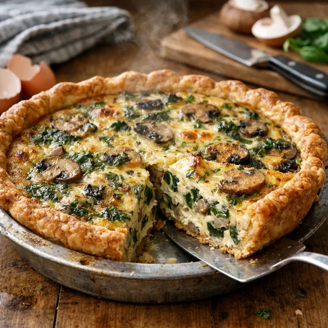 Herbed Mushroom and Spinach Quiche