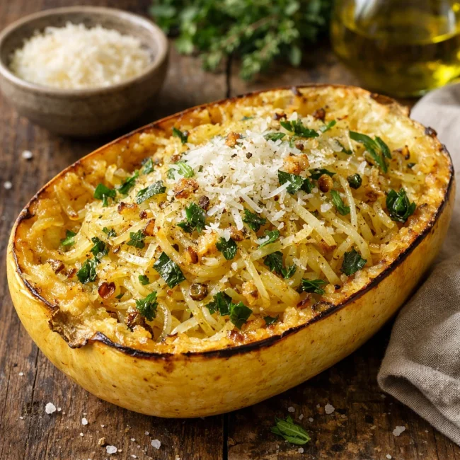 Herbed Parmesan Roasted Spaghetti Squash