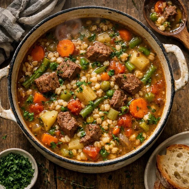 Herbed Vegetable Beef Soup with Barley
