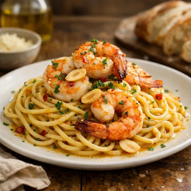 Heritage Garlic Shrimp Pasta
