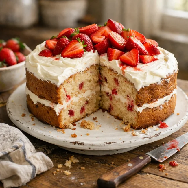 Homemade Strawberry Delight Cake