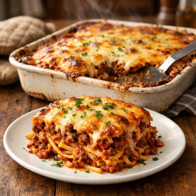 Homestyle Baked Spaghetti Delight