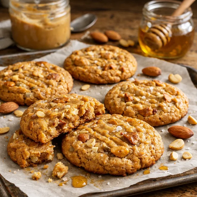 Honey Almond Peanut Butter Cookies