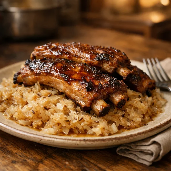 Honey-Glazed Sauerkraut and Ribs