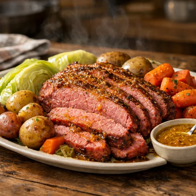 Honey Mustard Corned Beef and Cabbage