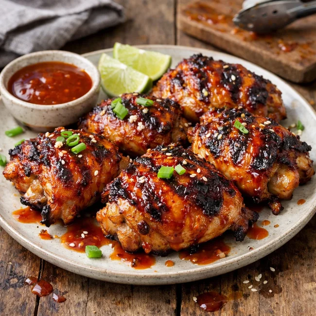 Honey Sriracha Grilled Chicken Thighs