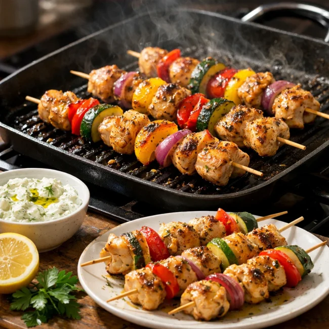 Indoor Grilled Chicken Skewers