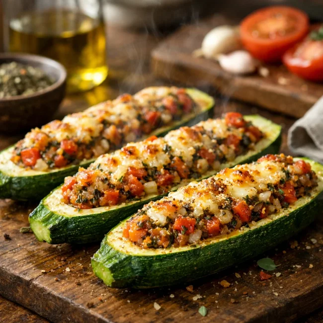 Italian Herb Stuffed Zucchini