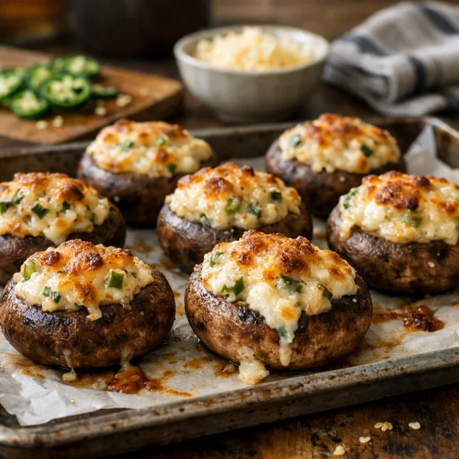 Jalapeno Popper Stuffed Mushrooms
