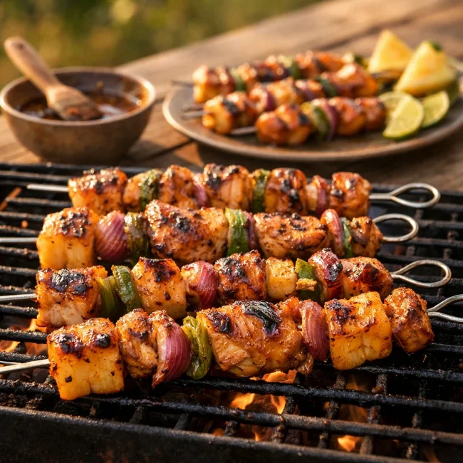 June: Grilled Pineapple Chicken Skewers