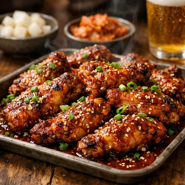 Korean Spicy Garlic-Butter Chicken Wings