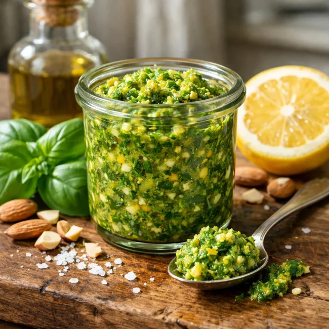 Lemon Basil Almond Pesto