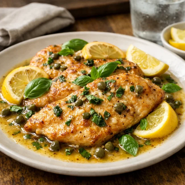 Lemon Basil Chicken Piccata