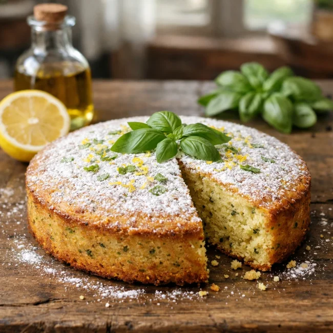 Lemon Basil Olive Oil Cake