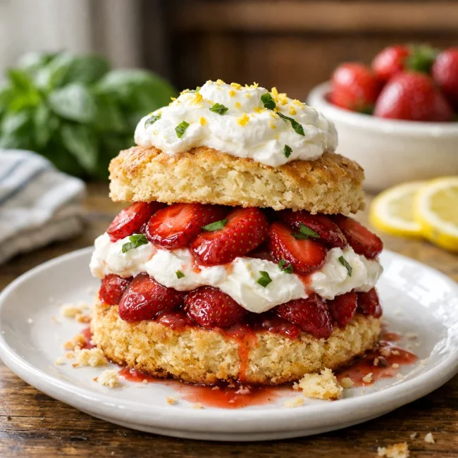 Lemon Basil Strawberry Shortcake