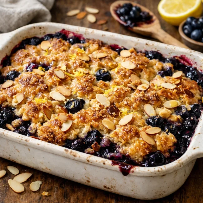 Lemon Blueberry Almond Cobbler