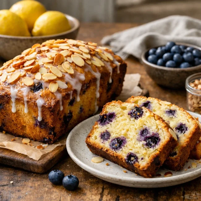 Lemon Blueberry Almond Pound Cake