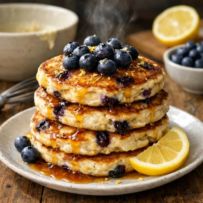Lemon Blueberry Ricotta Pancakes