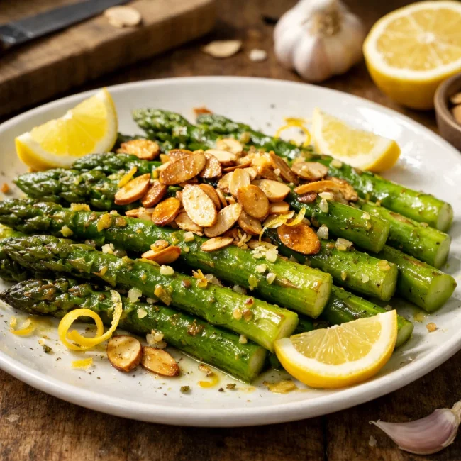 Lemon Garlic Asparagus with Toasted Almonds