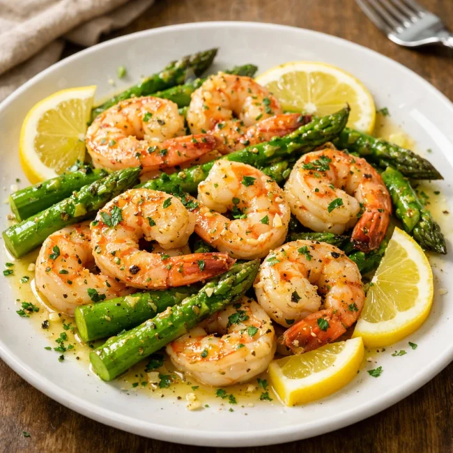 Lemon Garlic Butter Shrimp with Asparagus