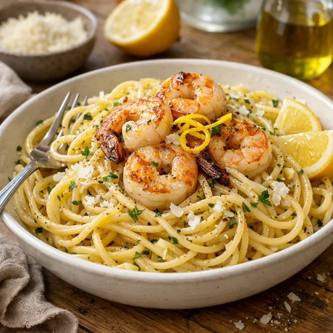 Lemon Garlic Shrimp Pasta