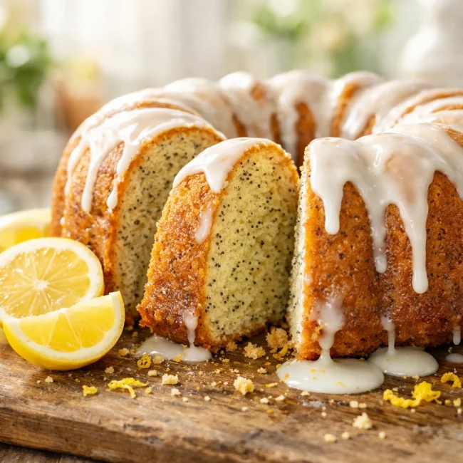 Lemon Glaze Poppy Seed Bundt Cake