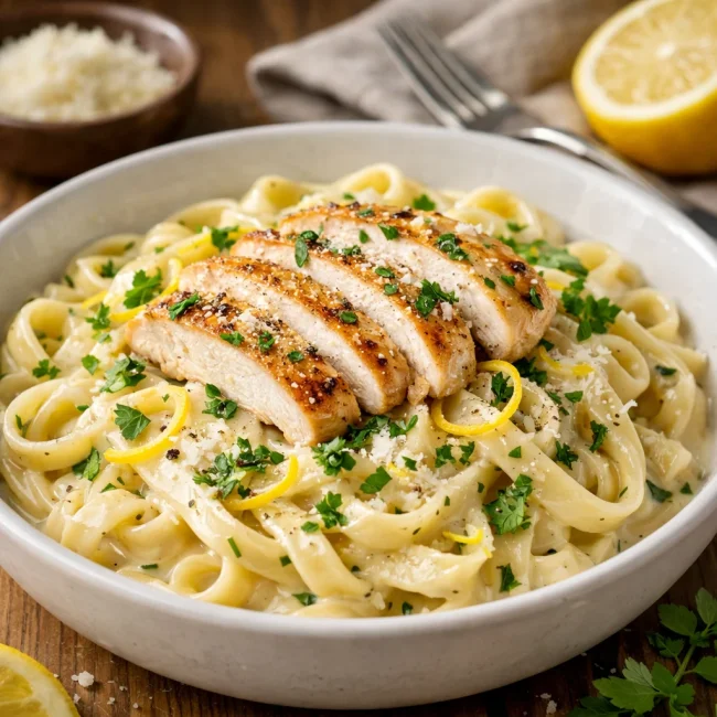 Lemon Herb Chicken Fettuccine Alfredo