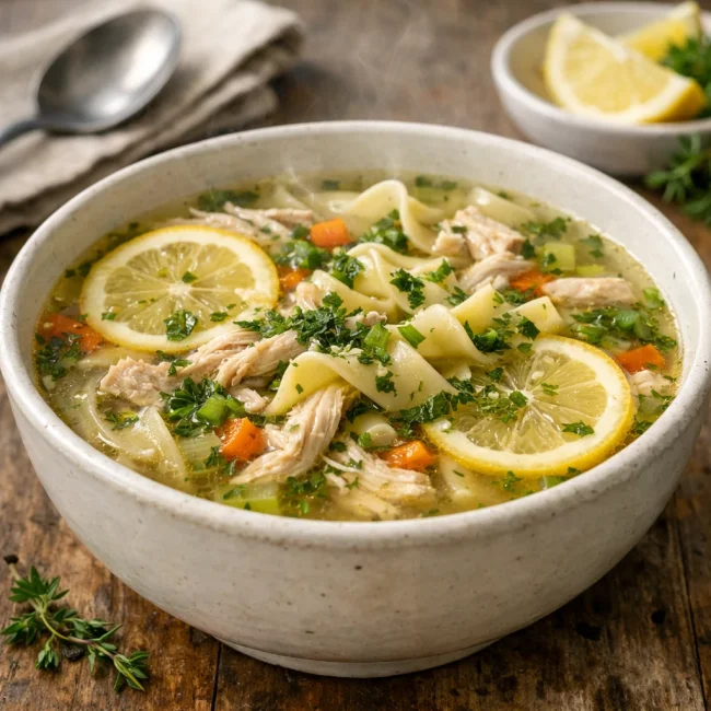 Lemon Herb Chicken Noodle Soup