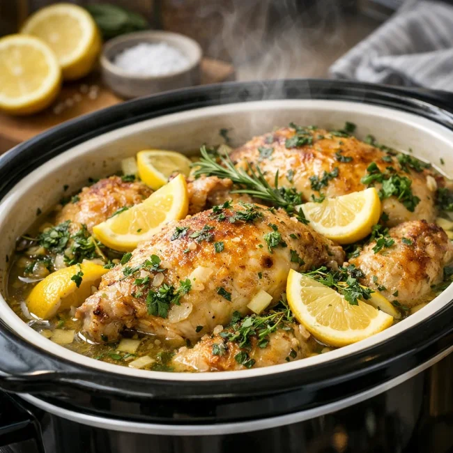 Lemon Herb Crockpot Chicken