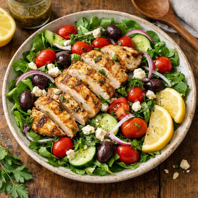 Lemon Herb Mediterranean Chicken Salad