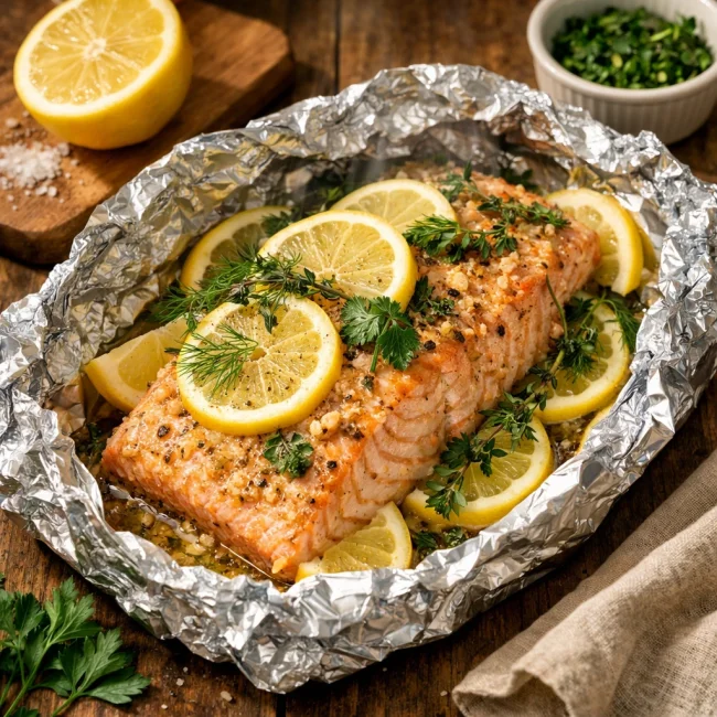 Lemon Herb Salmon Baked in Foil