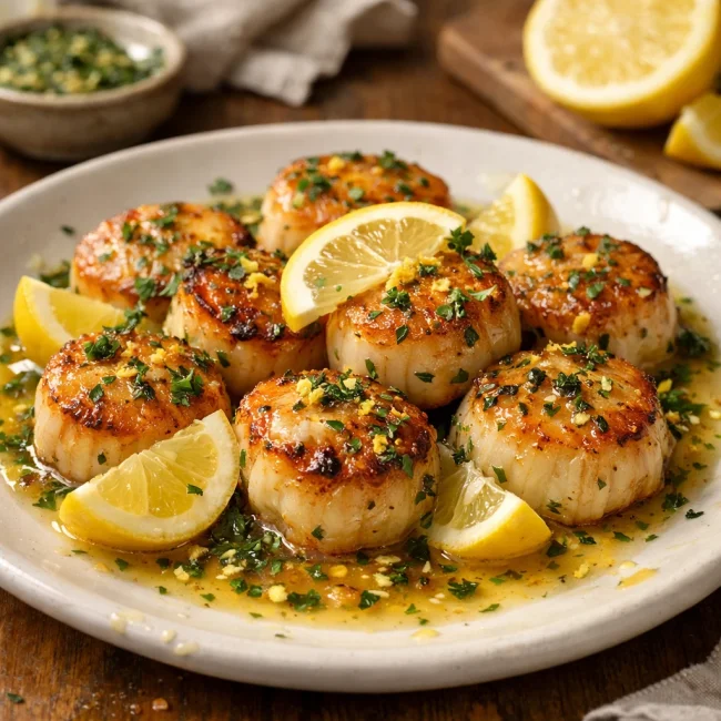 Lemon Herb Scallops with Garlic Butter