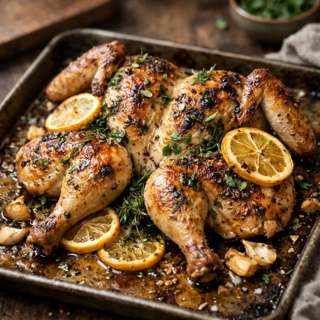 Lemon Herb Spatchcock Chicken