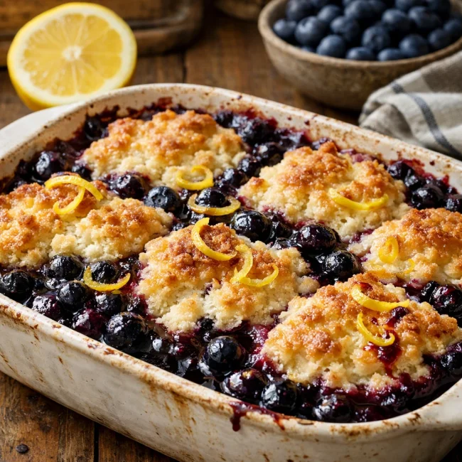 Lemon-Infused Blueberry Cobbler