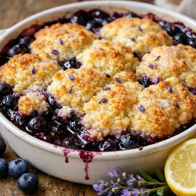 Lemon Lavender Blueberry Cobbler