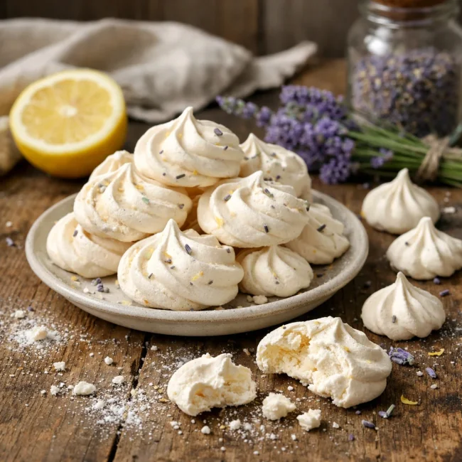 Lemon Lavender Meringue Cookies