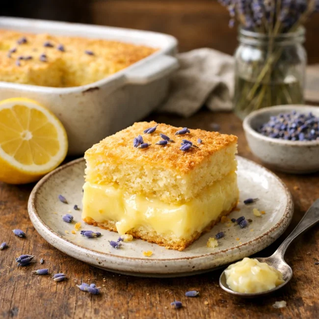 Lemon Lavender Pudding Cake