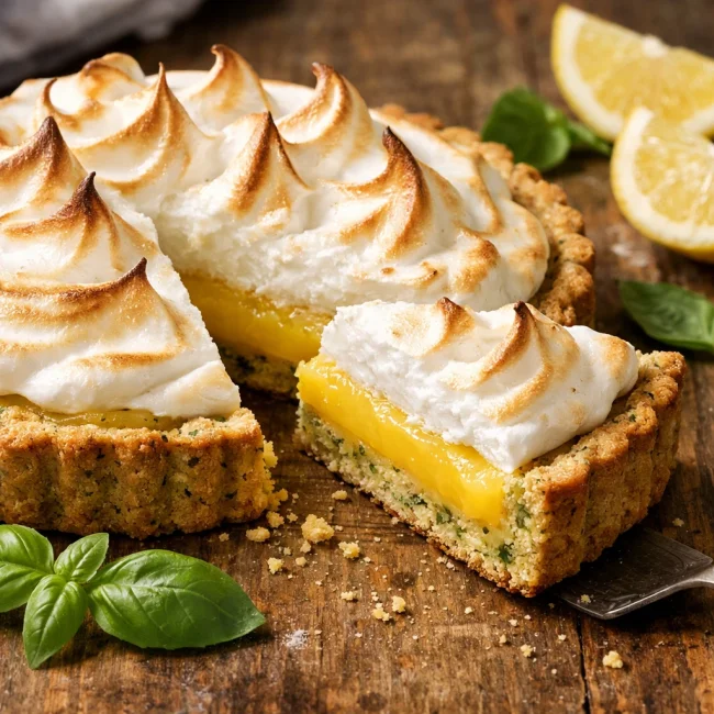 Lemon Meringue Tart with Basil Crust
