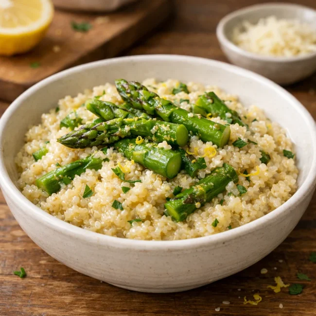 Lemon Quinoa Risotto with Asparagus