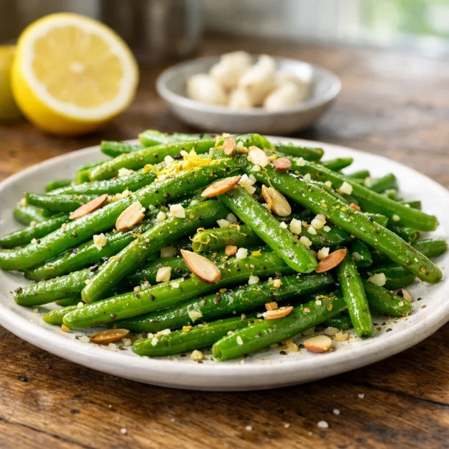 Lemon Zest Garlic Green Beans