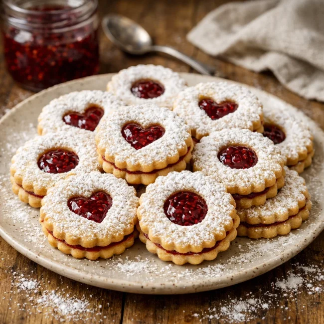 Linzer Cookies with Raspberry Filling