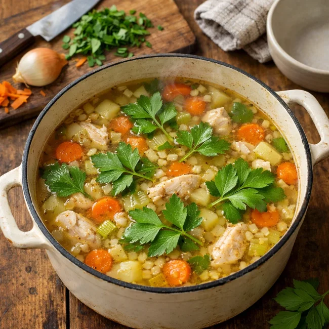 Lovage-Infused Chicken Soup