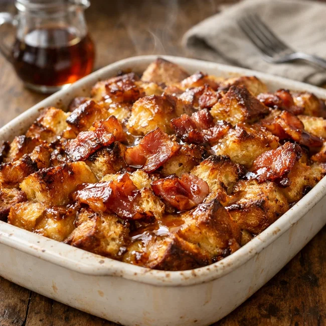 Maple Bacon Bread Pudding