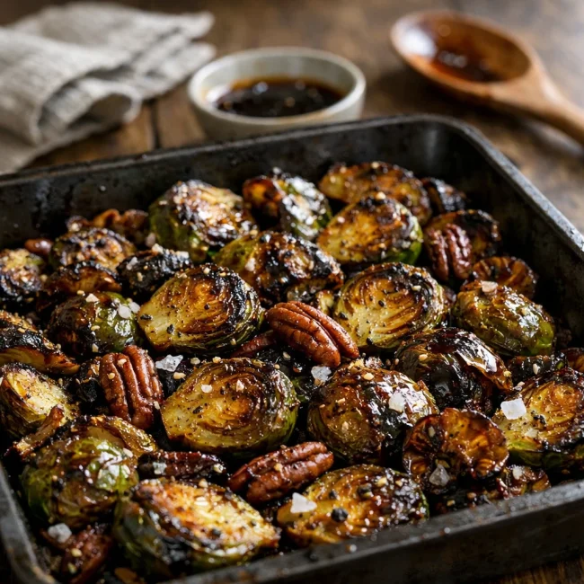 Maple Balsamic Roasted Brussels Sprouts