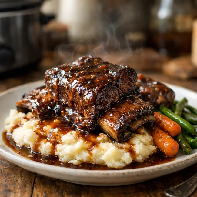 Maple Balsamic Slow Cooker Short Ribs