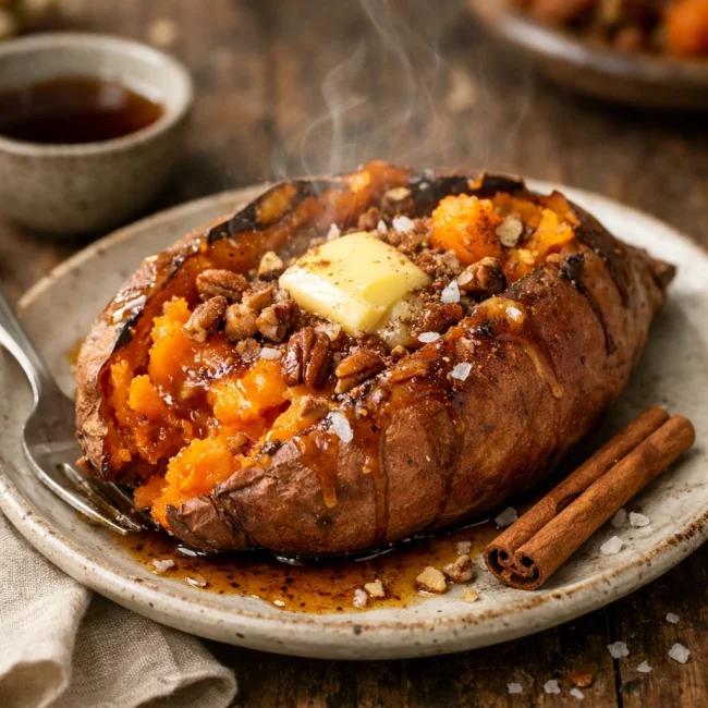 Maple Cinnamon Baked Sweet Potato